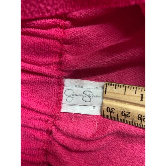Jessica Simpson Women Swim Cover  L/XL Pink Ruffled Terry Cloth Beach Barbiecore - Picture 3 of 7